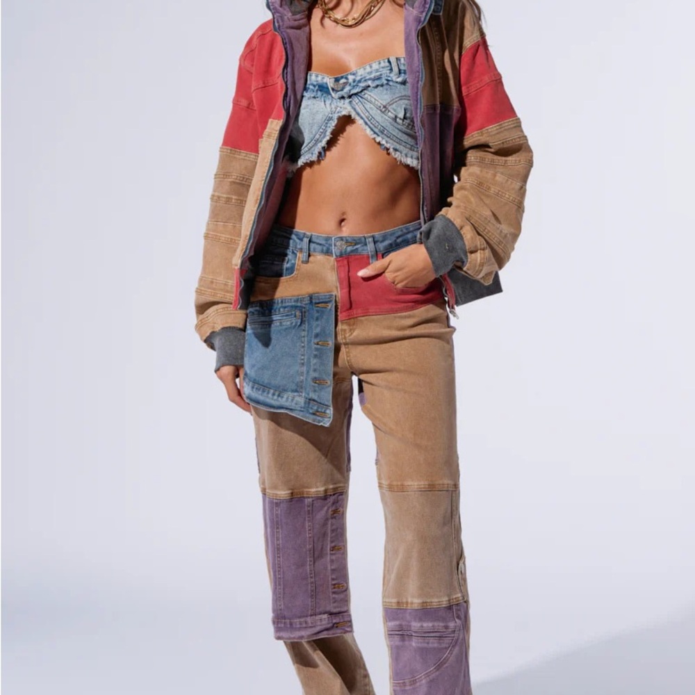 Akira Multicolor Patchwork Straight Leg Jeans - image 2